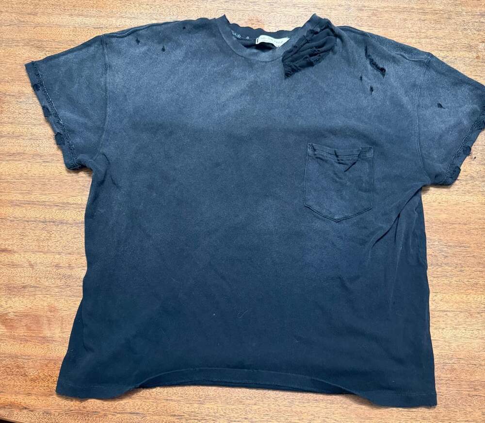 We The Free Black Distressed Pocket T-Shirt Medium